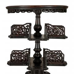 Two carved wood marble and onyx Chinese tables - 3416531