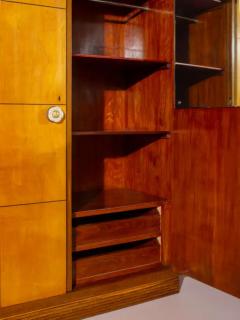 Two door Art Deco wardrobe oak structure with inlaid maple panels Italy 1930s - 3919517