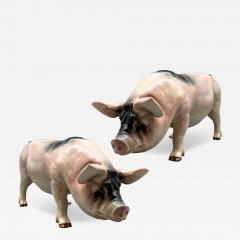 Two large pigs in ceramic Normandy France circa 1930 - 3728023