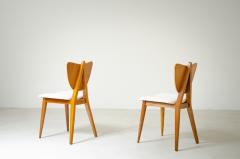 Two oak chairs with padded wooden seat and heart shaped back  - 2988553