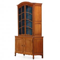 Two part French Provincial Cherry Cabinet Having Painted Blue Hutch 19th C  - 4773859