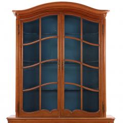 Two part French Provincial Cherry Cabinet Having Painted Blue Hutch 19th C  - 4773865