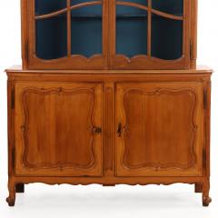 Two part French Provincial Cherry Cabinet Having Painted Blue Hutch 19th C  - 4773866