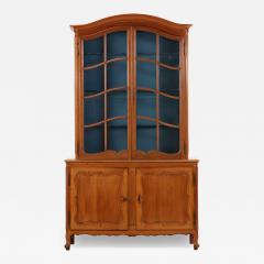 Two part French Provincial Cherry Cabinet Having Painted Blue Hutch 19th C  - 4776799