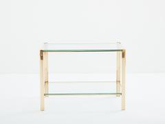 Two tier Bronze glass side table by Jacques Quinet for Broncz 1960s - 3425996