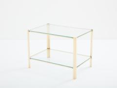 Two tier Bronze glass side table by Jacques Quinet for Broncz 1960s - 3425997