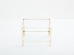 Two tier Bronze glass side table by Jacques Quinet for Broncz 1960s - 3425998