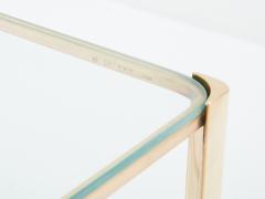Two tier Bronze glass side table by Jacques Quinet for Broncz 1960s - 3426002