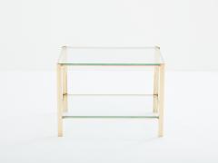 Two tier Bronze glass side table by Jacques Quinet for Broncz 1960s - 3426003
