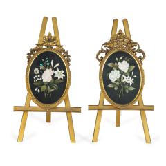 Two very similar pietra dura and ormolu photograph frames on easels - 3892243