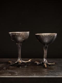 Two wooden witchcups mounted on birdlegs - 4703914