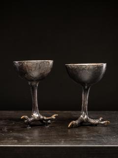 Two wooden witchcups mounted on birdlegs - 4703915