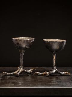 Two wooden witchcups mounted on birdlegs - 4703925