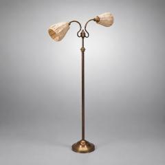 Tyringe Konsthantverk Double Floor Lamp Metal Fabric Sweden 1970s - 4813283