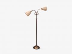 Tyringe Konsthantverk Double Floor Lamp Metal Fabric Sweden 1970s - 4813284