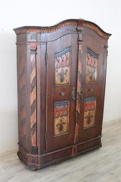Tyrolen Antique Wardrobe with Secrets Hand Painted Pine Wood dated 1828 - 4228995