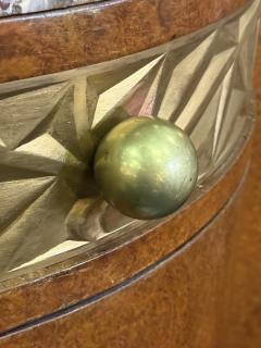 UNIQUE ART DECO BIRDSEYE MAPLE CABINET MIRROR BEVELED GLASS BRASS CURIO CASES - 4770898