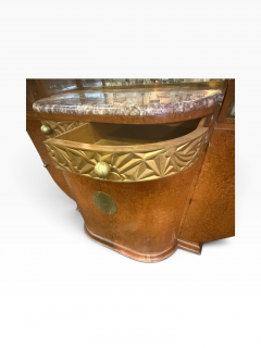 UNIQUE ART DECO BIRDSEYE MAPLE CABINET MIRROR BEVELED GLASS BRASS CURIO CASES - 4770899