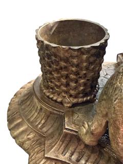 UNIQUE FRENCH 19TH CENTURY SILVERED BRONZE MONKEY CAT WITH FIREPLACE INKWELL - 4442631