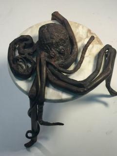 UNIQUE ITALAIN BRUTALIST OCTOPUS METAL AND MARBLE TABLE - 870696