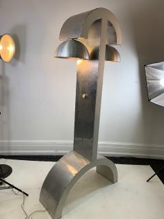 UNIQUE MODERNIST ALUMINUM AND WOOD FLOOR LAMP - 1170584