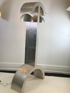 UNIQUE MODERNIST ALUMINUM AND WOOD FLOOR LAMP - 1170592