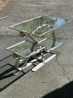 UNIQUE MODERNISTIC ALUMINUM AND GLASS COFFEE TABLE - 2547396