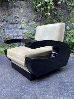 UNUSUAL ART DECO BLACK LACQUERED CLUB CHAIRS - 4251464