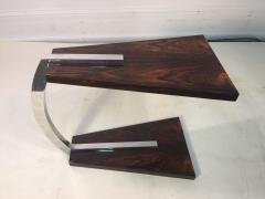 UNUSUAL MACASSAR AND ALUMINUM MODERNIST SIDE TABLE - 728591