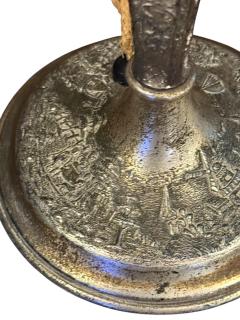 UNUSUAL PAIR OF SILVER LANDSCAPE SCENIC EMBOSSED ANTIQUE LAMPS - 4577924