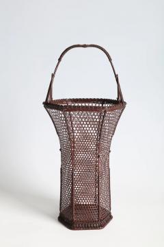 Ueda Shounsai Splayed Handled Flower Basket in Hexagonal Plaiting ca 1940 - 4817397
