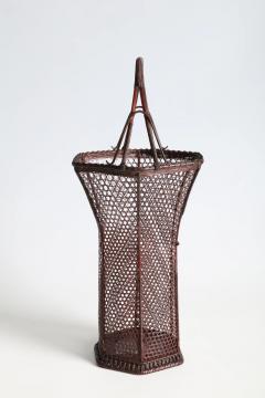 Ueda Shounsai Splayed Handled Flower Basket in Hexagonal Plaiting ca 1940 - 4817400