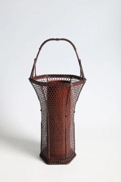 Ueda Shounsai Splayed Handled Flower Basket in Hexagonal Plaiting ca 1940 - 4817406
