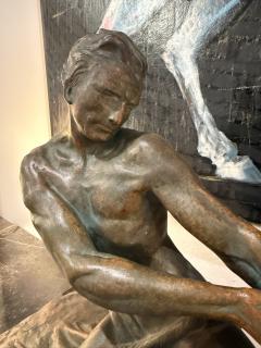 Ugo Cipriani Art Deco Bronzed Terracotta Sculpture The Fisherman by Ugo Cipriani France - 4748018