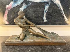 Ugo Cipriani Art Deco Bronzed Terracotta Sculpture The Fisherman by Ugo Cipriani France - 4748023