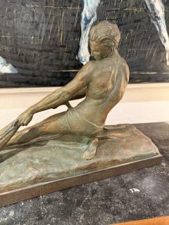 Ugo Cipriani Art Deco Bronzed Terracotta Sculpture The Fisherman by Ugo Cipriani France - 4748025