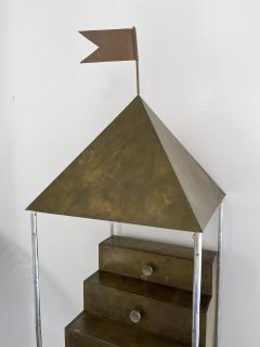 Ugo La Pietra Flag Brass Cabinet by Ugo La Pietra for Banci Firenze Italy 1980s - 2466481