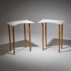 Ugo La Pietra Pair of Wall Consoles with Marble Tops attributed to Ugo la Pietra Italy - 4382190