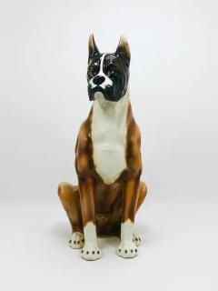 Ugo Zaccagnini Boxer Dog Life Size Majolica Statue Sculpture Glazed Ceramic Italy 1970s - 4066995