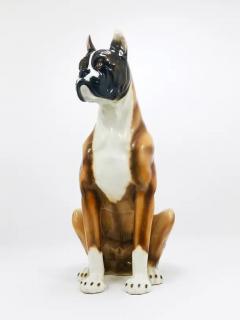 Ugo Zaccagnini Boxer Dog Life Size Majolica Statue Sculpture Glazed Ceramic Italy 1970s - 4067084