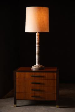 Ugo Zaccagnini Italian Ceramic Mid Century Design Table Lamp Sgraffito Primative - 4114814