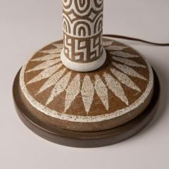 Ugo Zaccagnini Italian Ceramic Mid Century Design Table Lamp Sgraffito Primative - 4114816