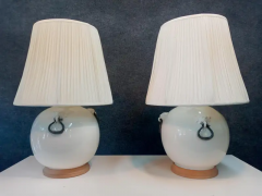 Ugo Zaccagnini Pair of Massive White Glazed Ceramic Italian Table Lamps Mid Century Modern Era - 2527964