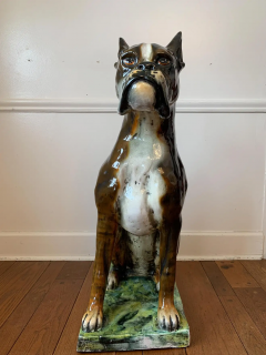 Ugo Zaccagnini Ugo Zaccagnini Figli Signed Life Size Dog Boxer Sculpture Ceramic Italy 1950s - 2547868