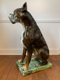 Ugo Zaccagnini Ugo Zaccagnini Figli Signed Life Size Dog Boxer Sculpture Ceramic Italy 1950s - 2547873