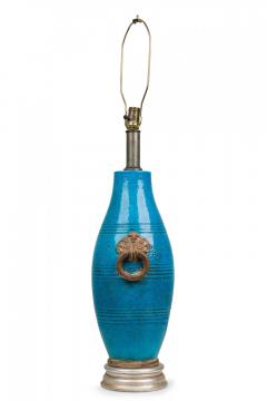Ugo Zaccagnini Ugo Zaccagnini Mid Century Italian Ceramic Persian Blue Glazed Table Lamp - 4162791