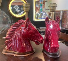 Ugo Zaccagnini Ugo Zaccagnini pair Ceramic Horse Heads Table Lamps Italy 1950s - 1204650
