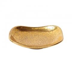 Ugo Zaccagnini Zaccagnini Tray Ceramic Gold Crackle Glaze Signed - 3344041