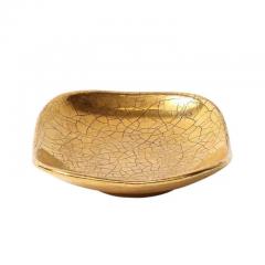 Ugo Zaccagnini Zaccagnini Tray Ceramic Gold Crackle Glaze Signed - 3344042