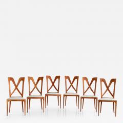 Ulderico Carlo Forni Set of Six Ulderico Carlo Forni Dining Chairs in Cherry Wood Italy 1940s - 1191032